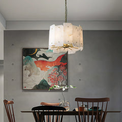 Alabaster Lorry Round Gold Chandelier