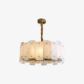 Alabaster Lorry Round Gold Chandelier