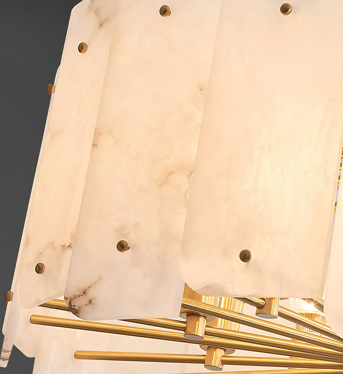 Alabaster Lorry Round Gold Chandelier - view 12 | Liootrlamp