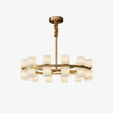 Alabaster Round Brass Chandelier
