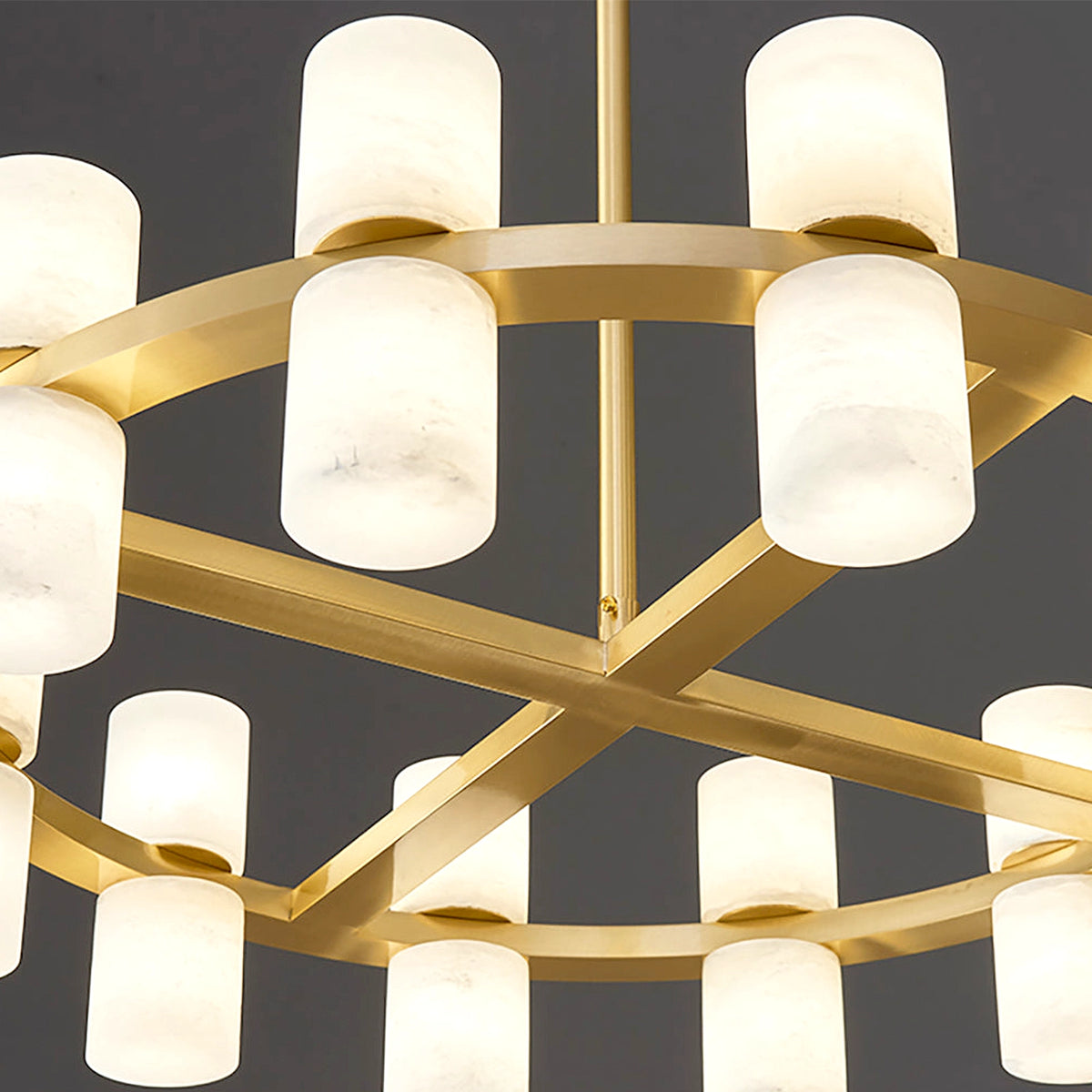 Alabaster Round Brass Chandelier - view 11 | Liootrlamp