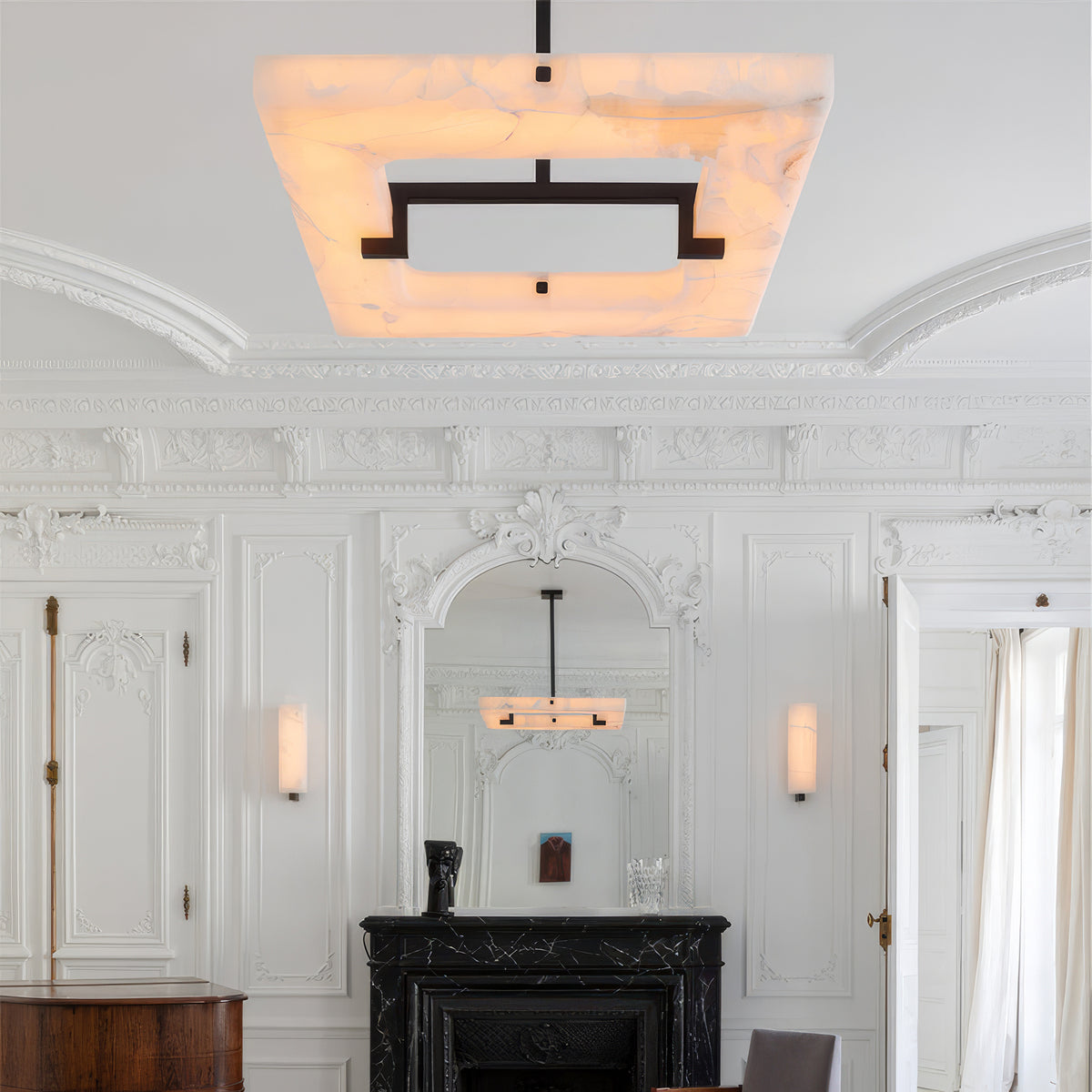 Alabaster Square Modern Chandelier