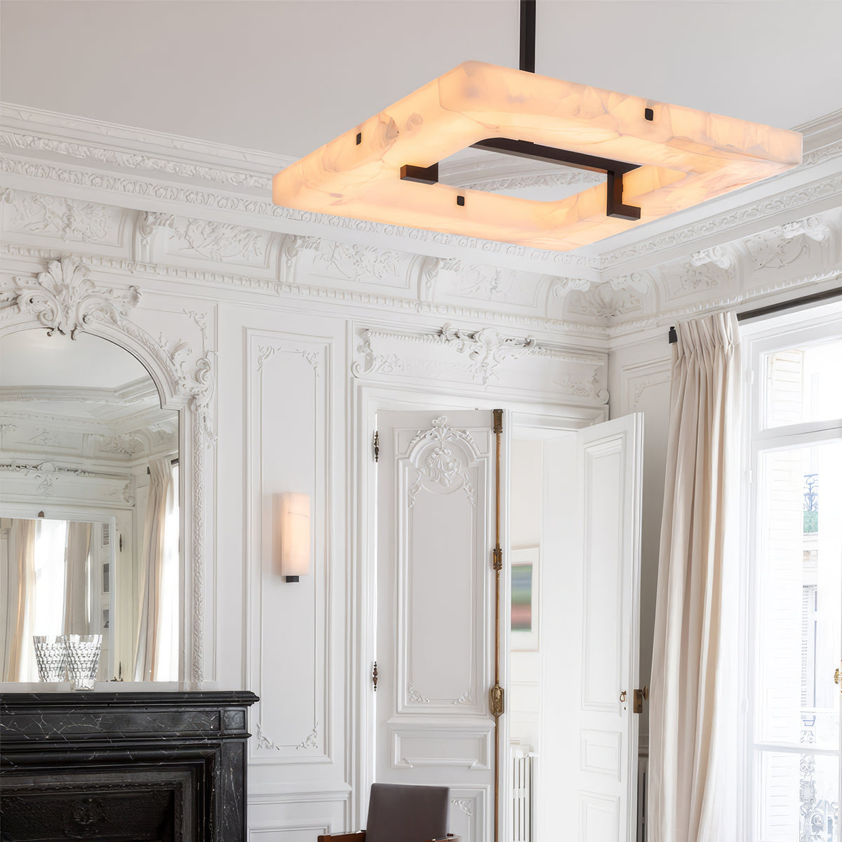 Alabaster Square Modern Chandelier