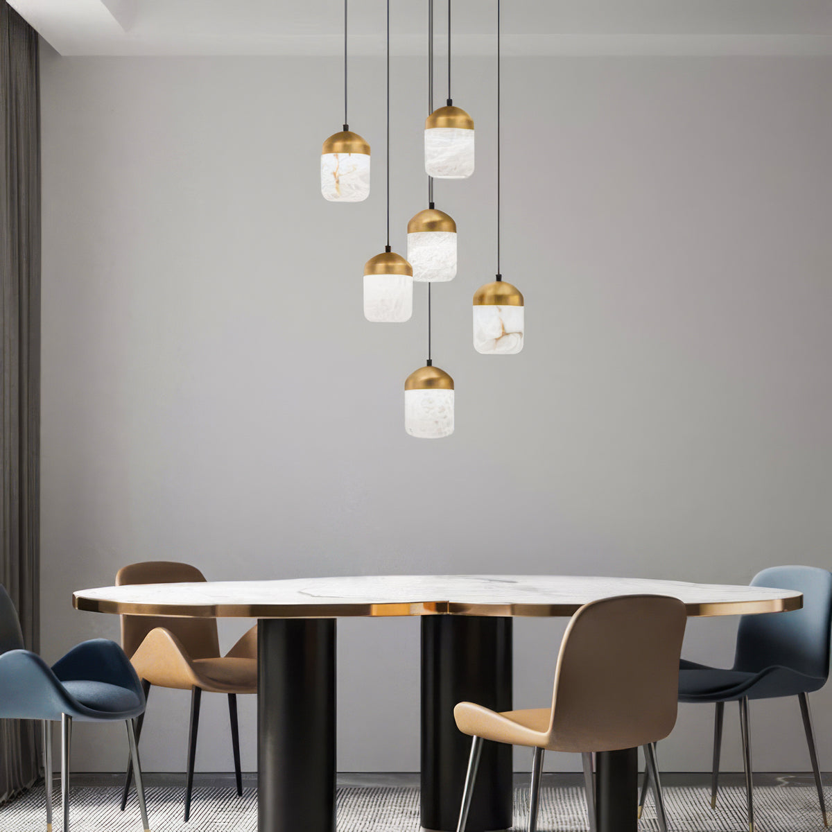 Alabaster staircase chandelier