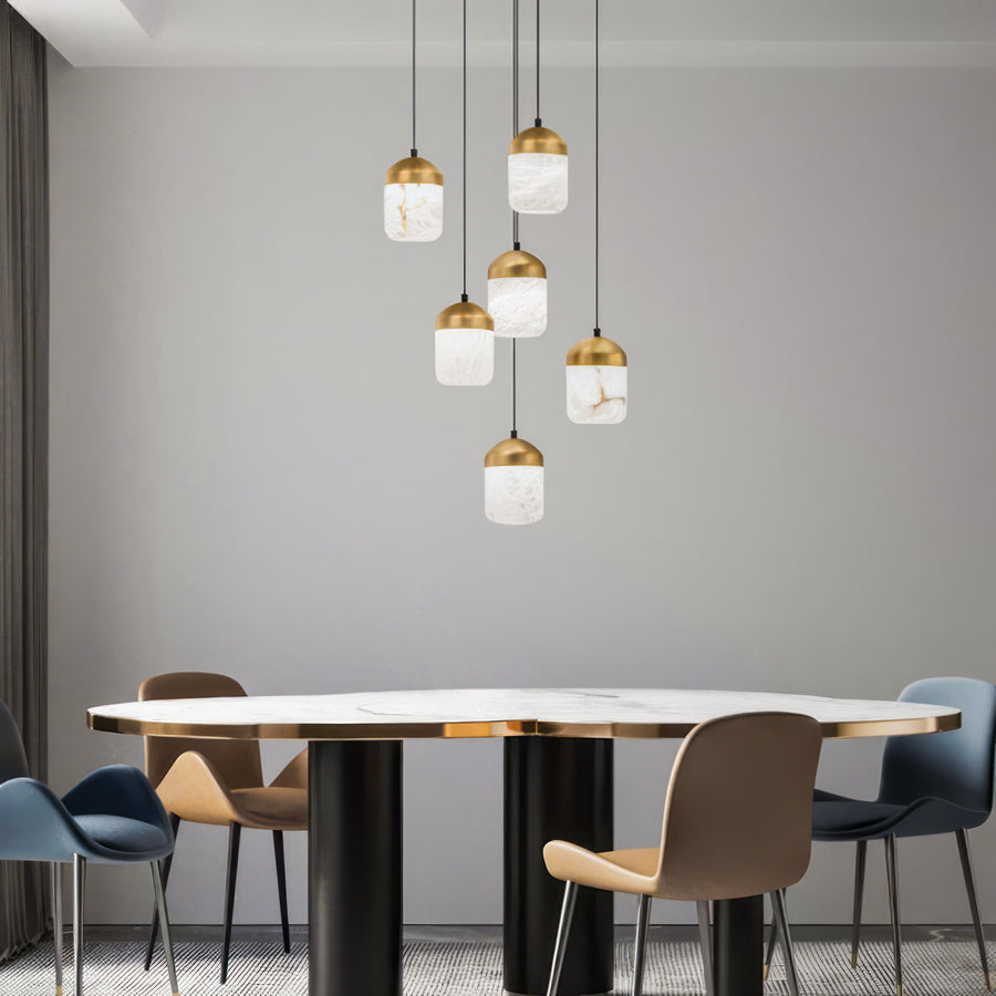 Alabaster staircase chandelier