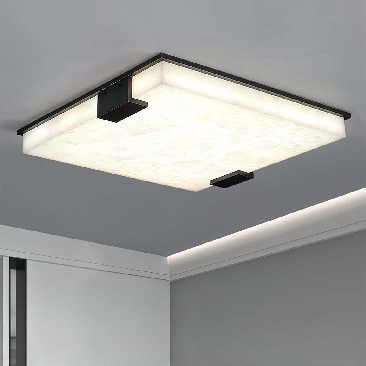 Arle Square Alabaster Black Ceiling Lamp - view 11 | Liootrlamp