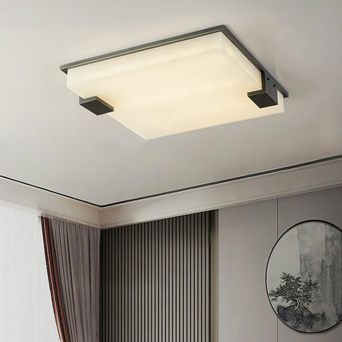 Arle Square Alabaster Black Ceiling Lamp - view 10 | Liootrlamp