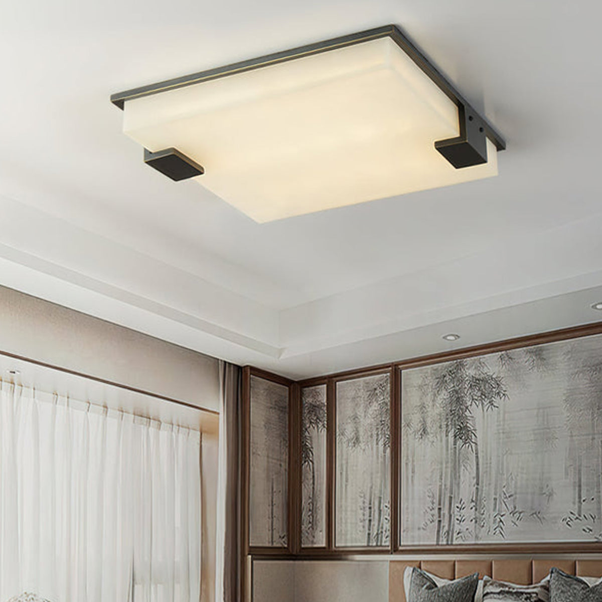 Arle Square Alabaster Black Ceiling Lamp - view 8 | Liootrlamp