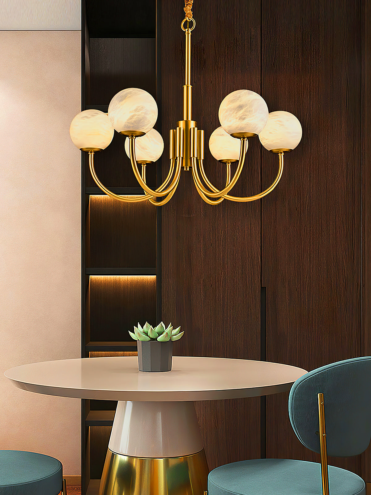 Aurelian Alabaster Globe Chandelier - view 8 | Liootrlamp