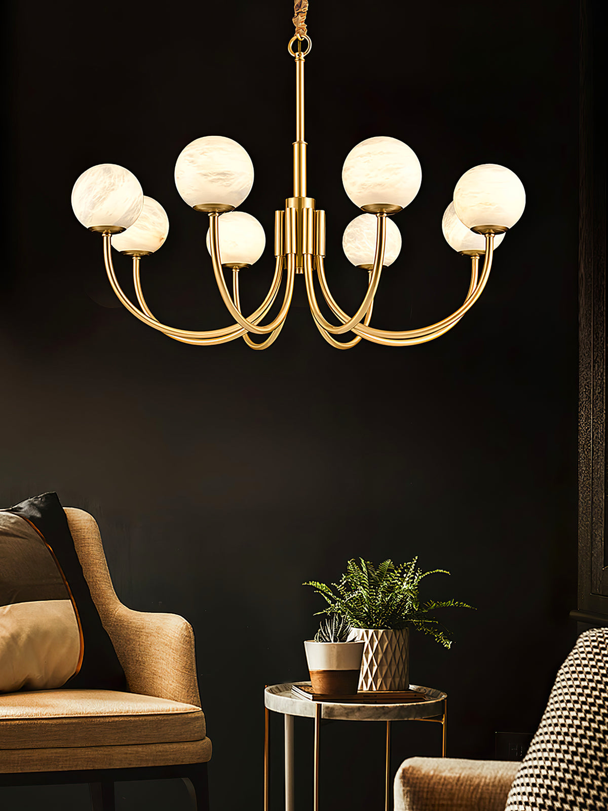 Aurelian Alabaster Globe Chandelier - view 5 | Liootrlamp