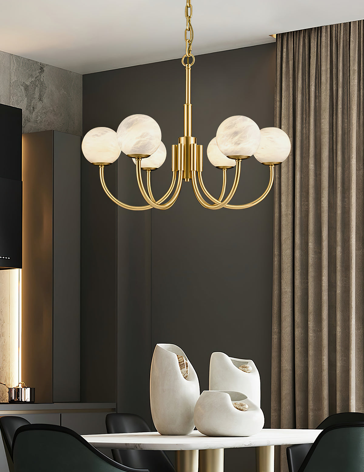 Aurelian Alabaster Globe Chandelier - view 6 | Liootrlamp