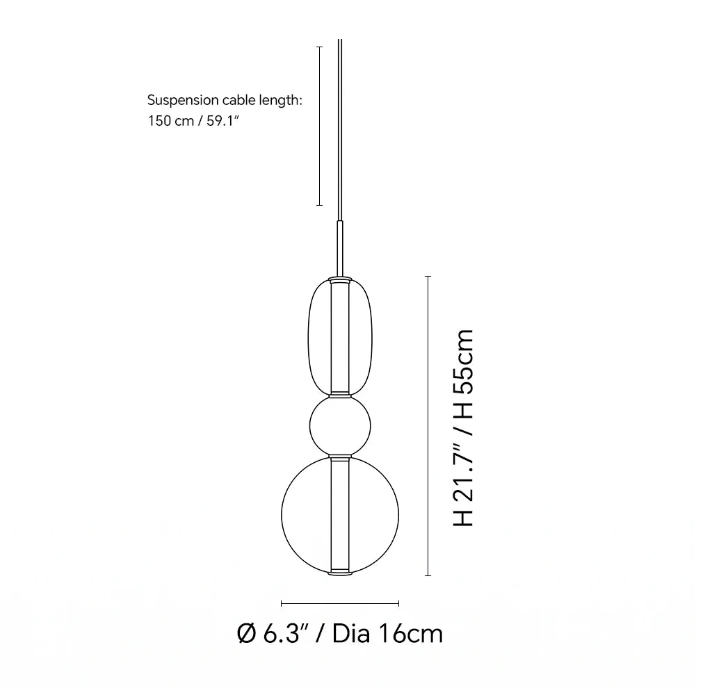 Dimensions of the Candied Glass Stack Pendant Light