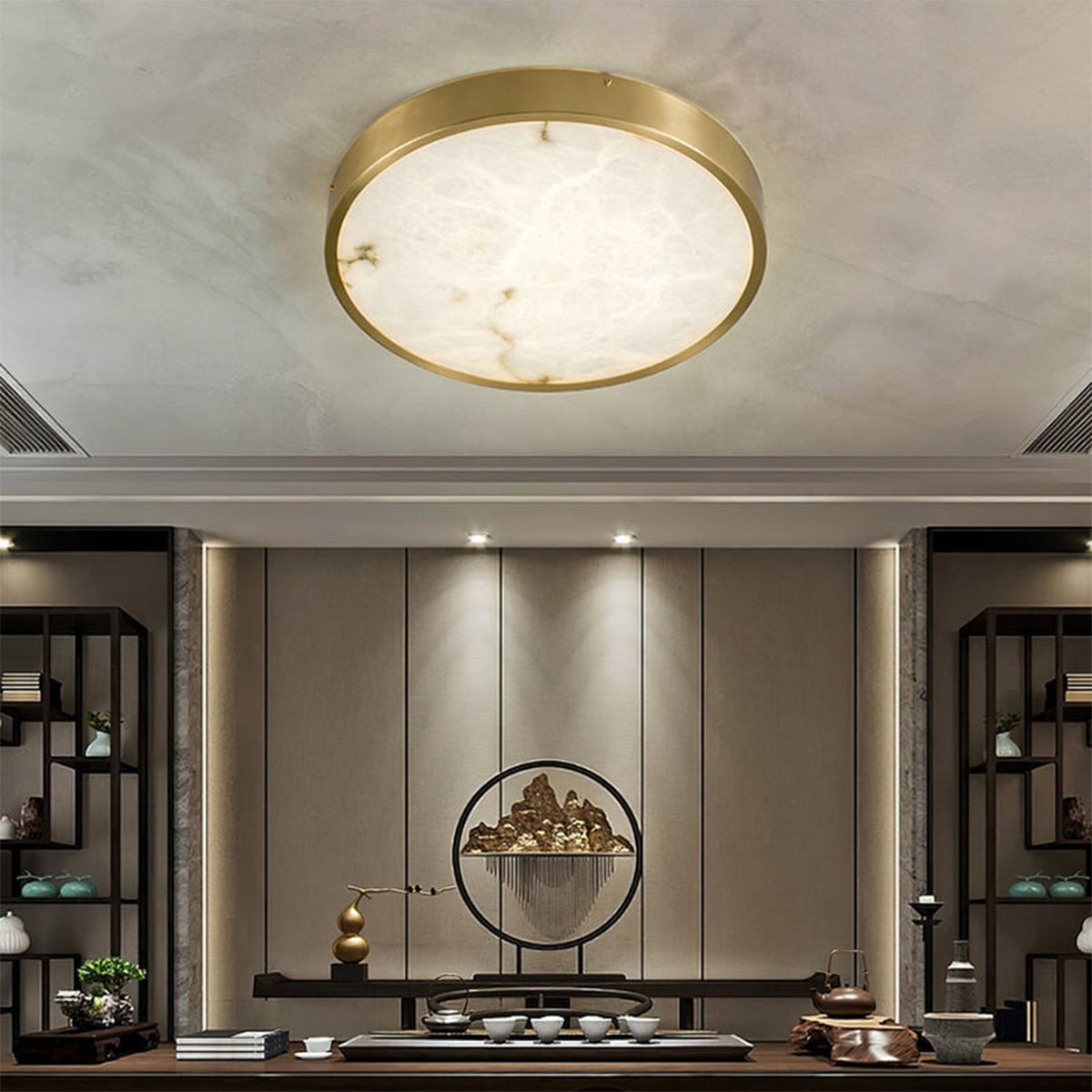 Column Alabaster Round Ceiling Lamp - view 2 | Liootrlamp