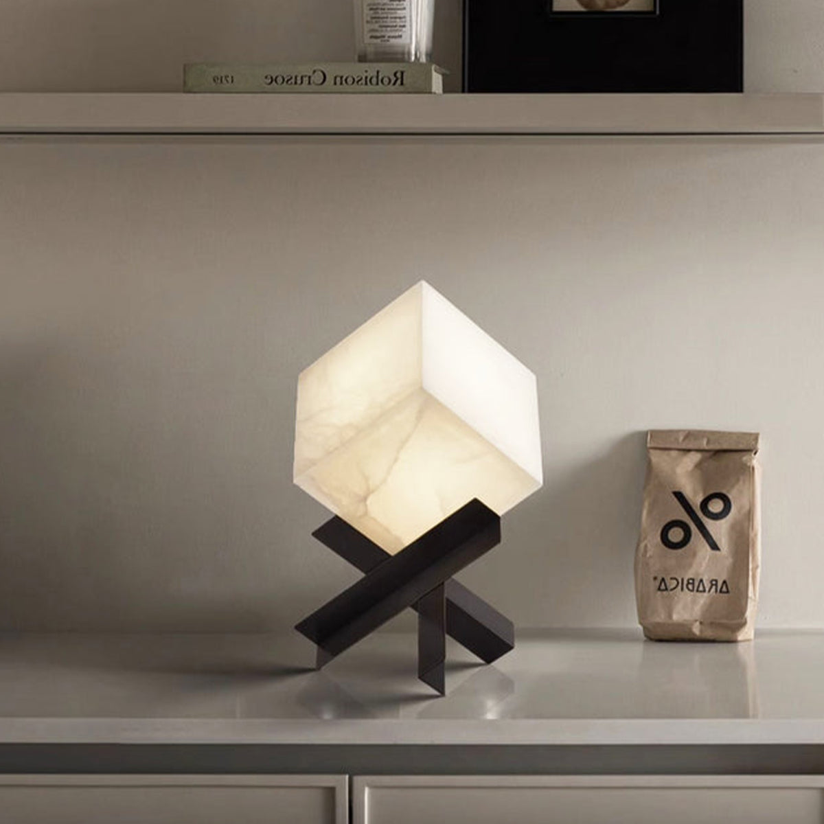 Cube Alabaster Table Lamp - view 2 | Liootrlamp