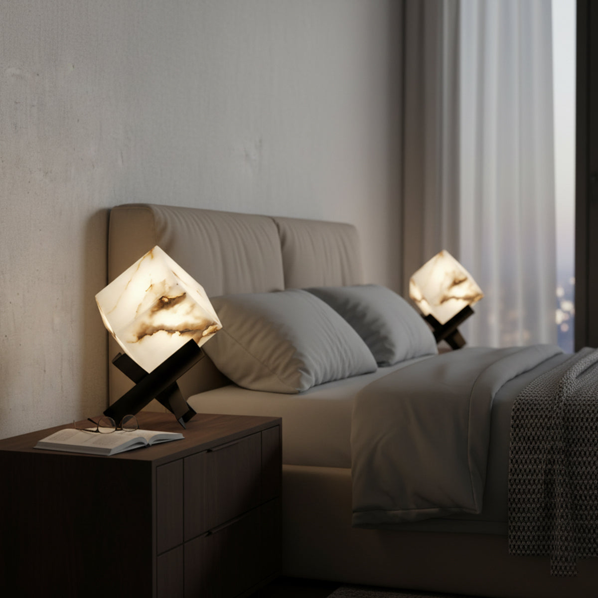 Cube Alabaster Table Lamp - view 8 | Liootrlamp