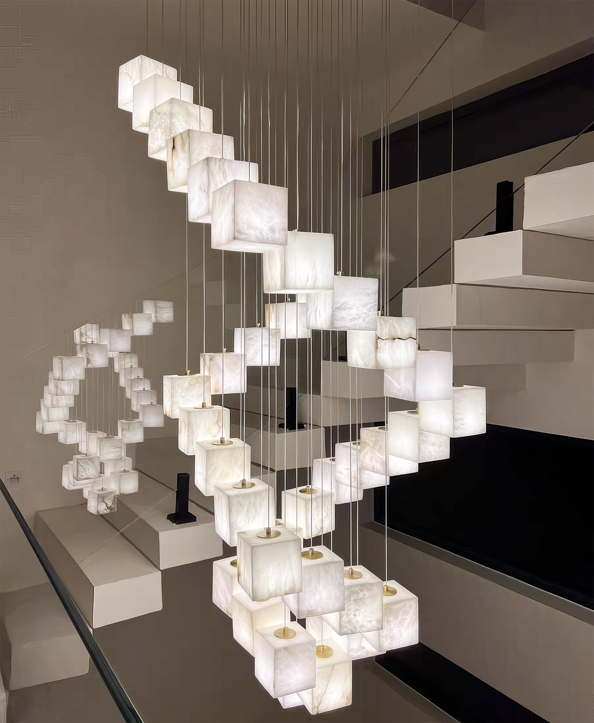 Cube Alabaster Chandelier