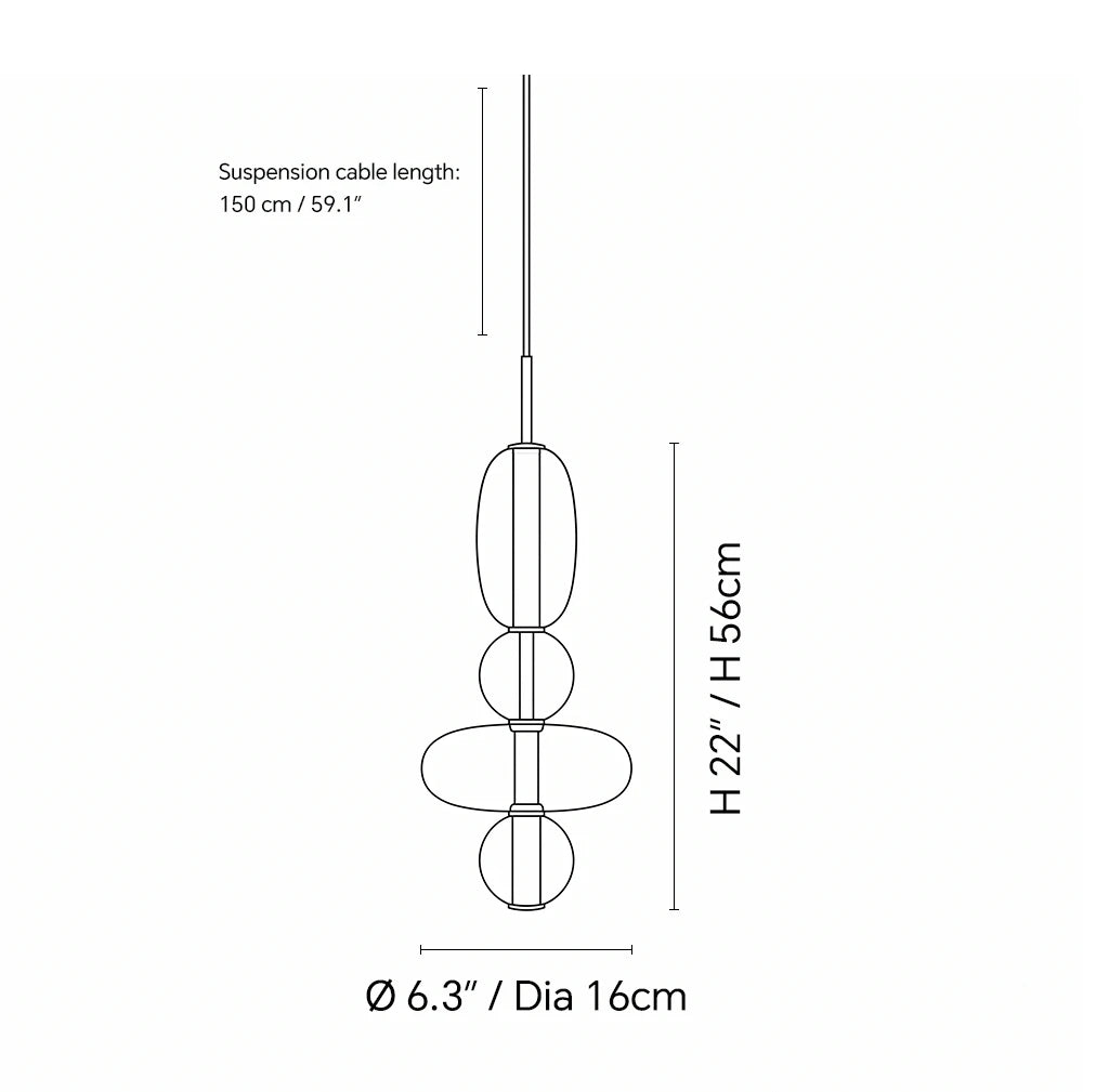 Dimensions of the Candied Glass Stack Pendant Light