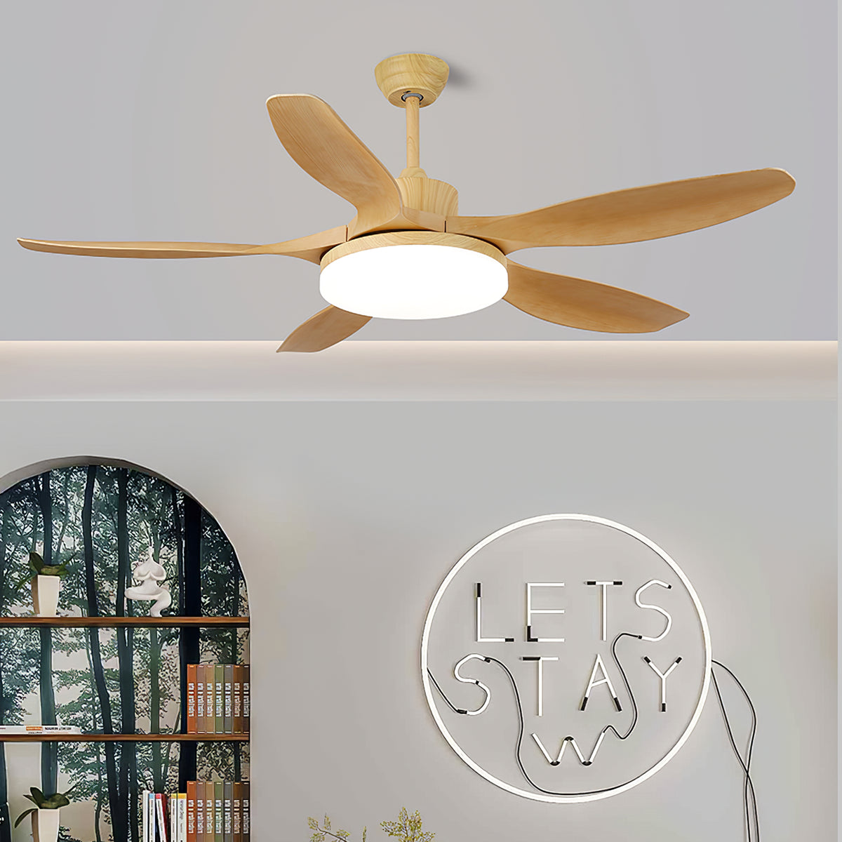 Five-Leaf Ceiling Fan Light - view 2 | Liootrlamp