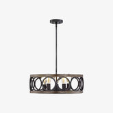 Franklin Bronze Vintage Wood Drum Chandelier