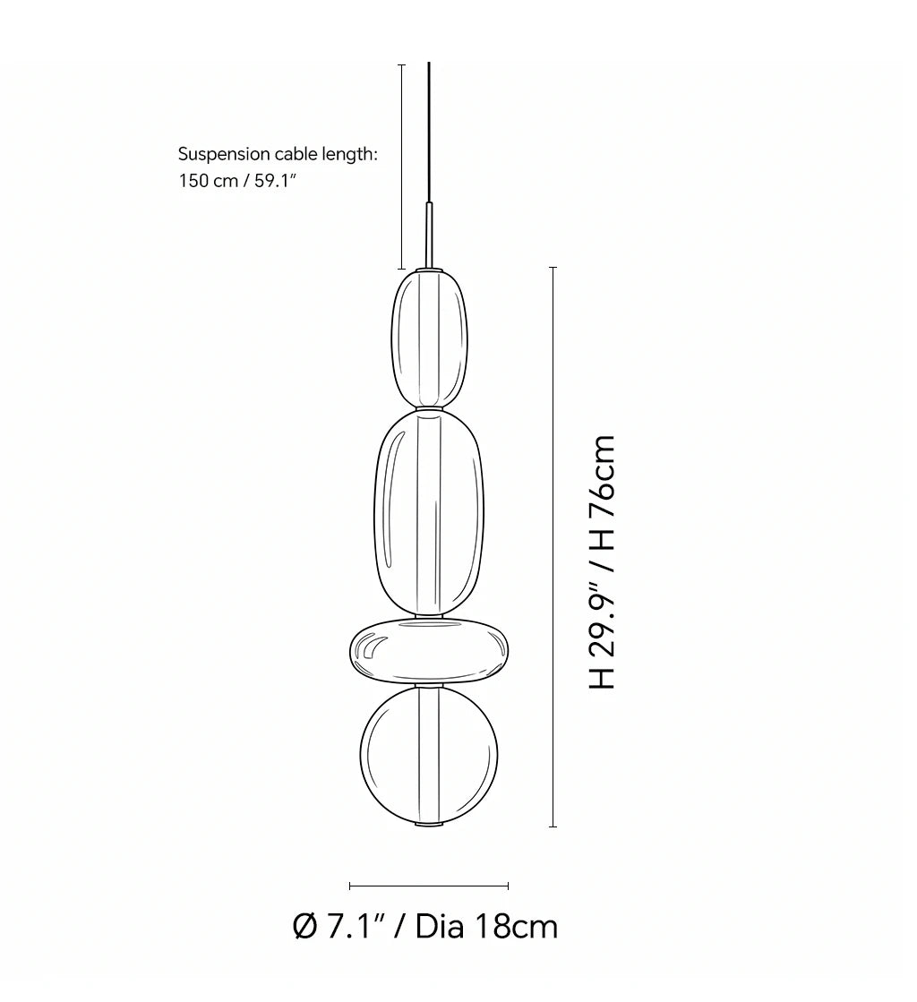 Dimensions of the Candied Glass Stack Pendant Light