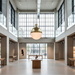 Industrial Riveted Metal Band Globe Pendant Light