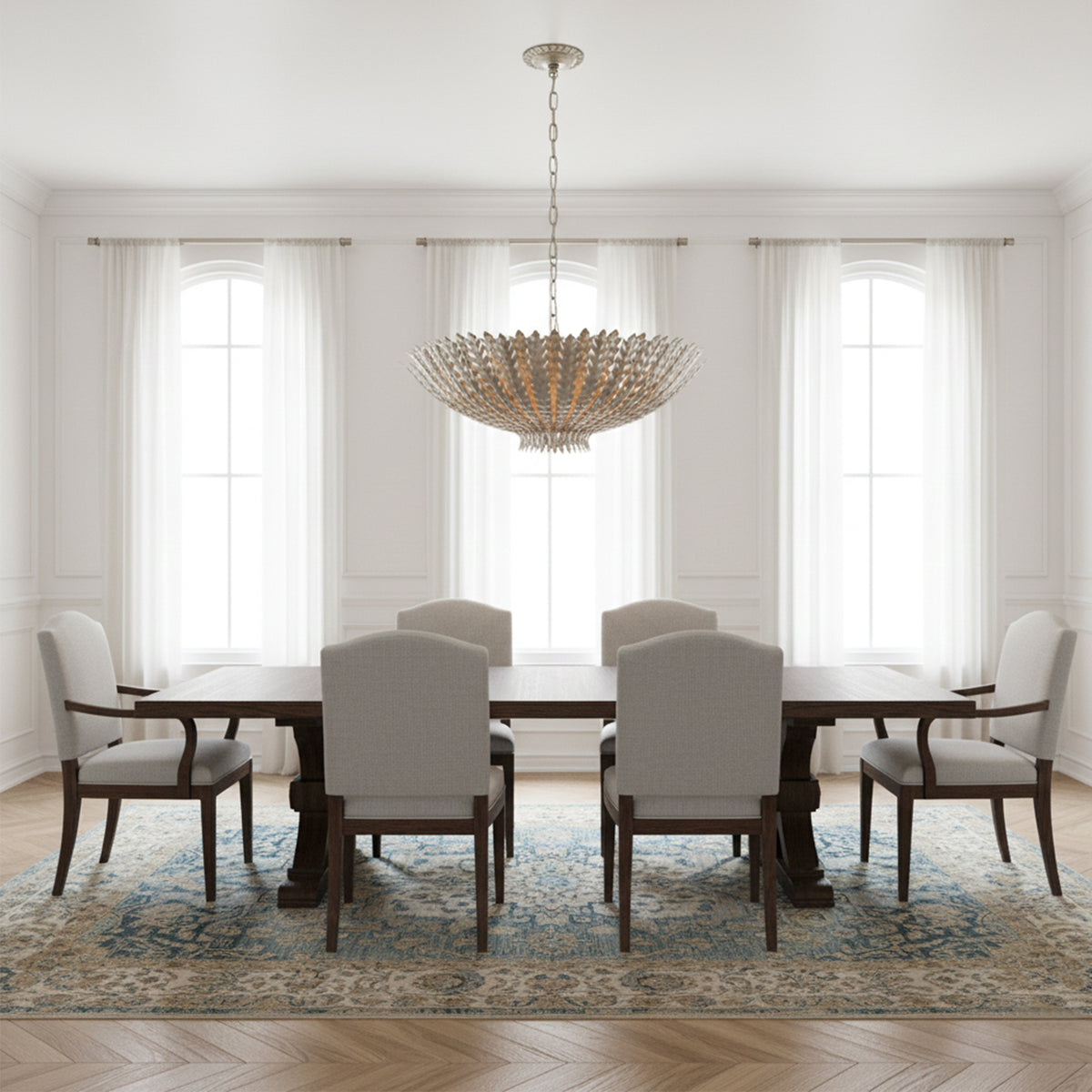 Layered Iron Leaf Art Chandelier
