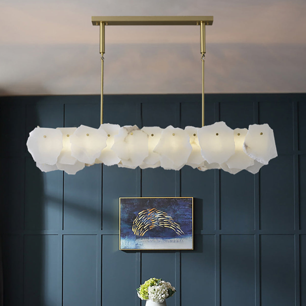 Linear Magari Irregular Alabaster Chandelier - view 10 | Liootrlamp
