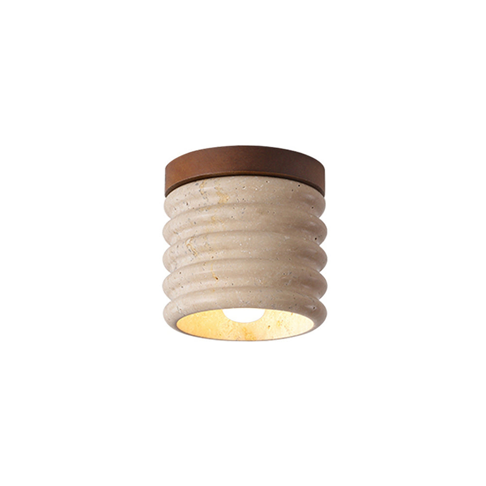 Travertine Semi Flush Cylindrical Ceiling Light | Liootrlamp