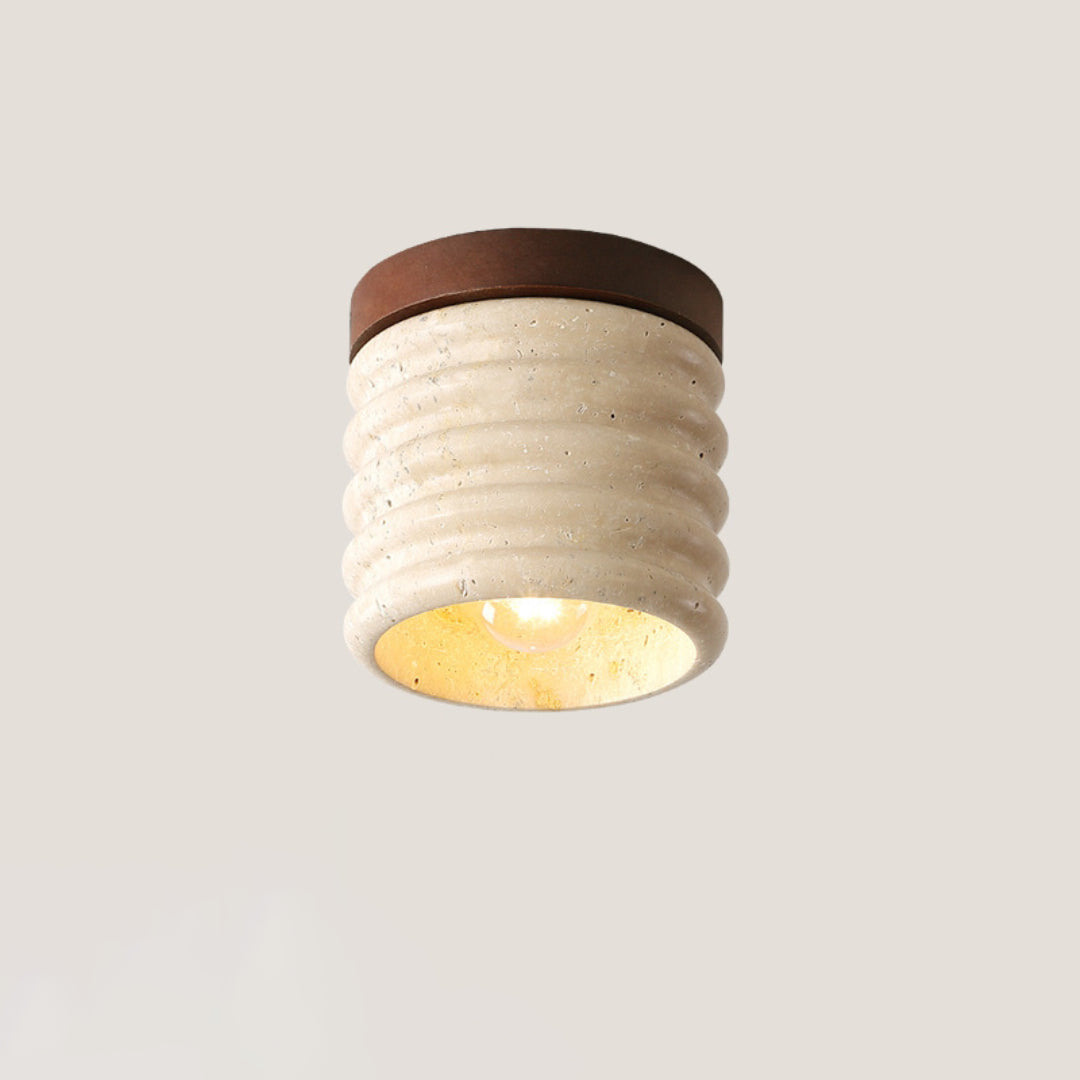 Travertine Semi Flush Cylindrical Ceiling Light - view 17 | Liootrlamp