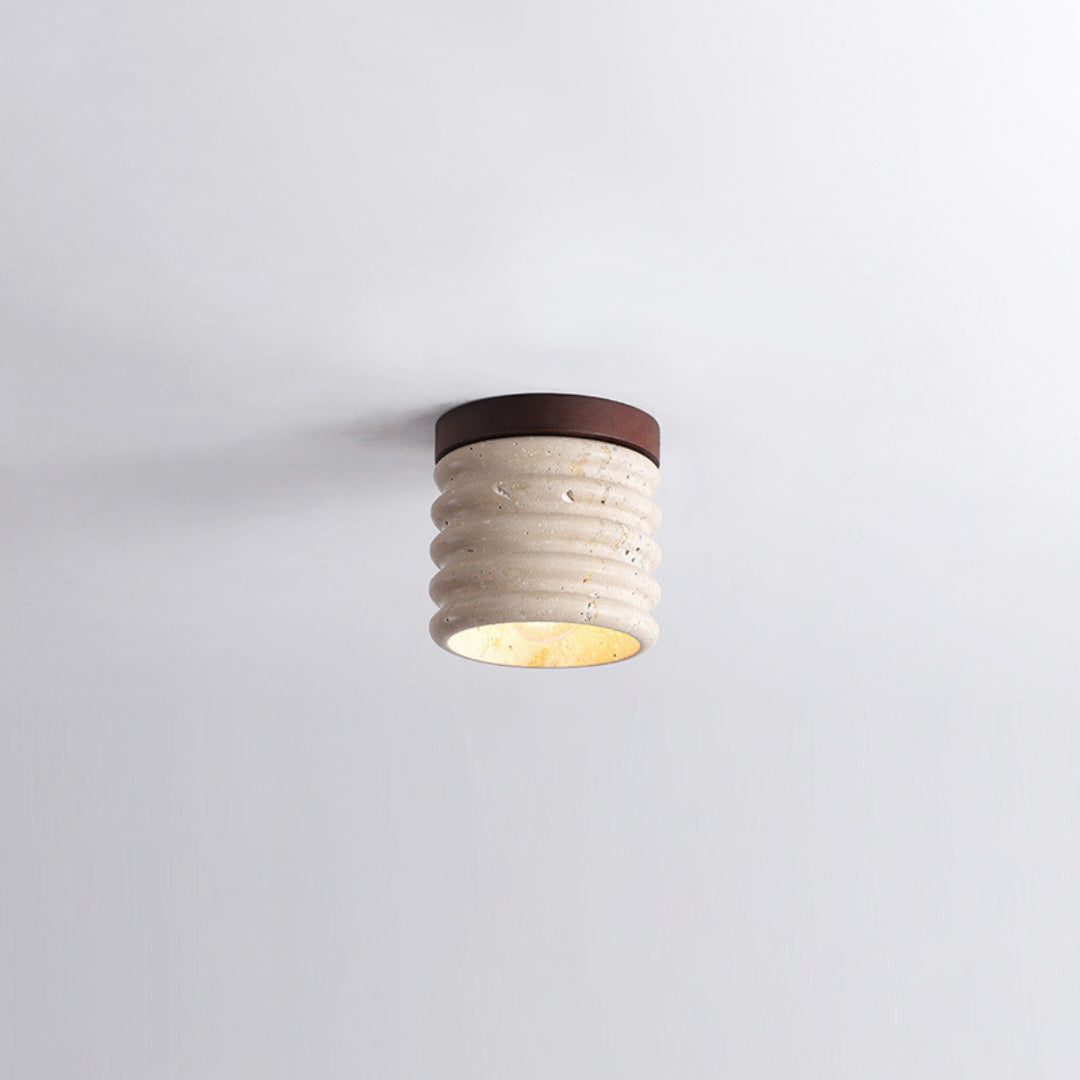 Travertine Semi Flush Cylindrical Ceiling Light - view 20 | Liootrlamp
