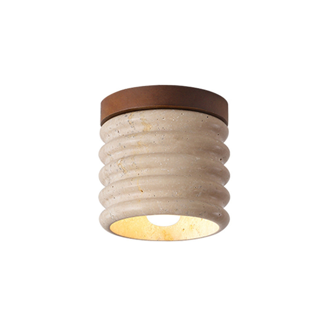 Travertine Semi Flush Cylindrical Ceiling Light - view 22 | Liootrlamp