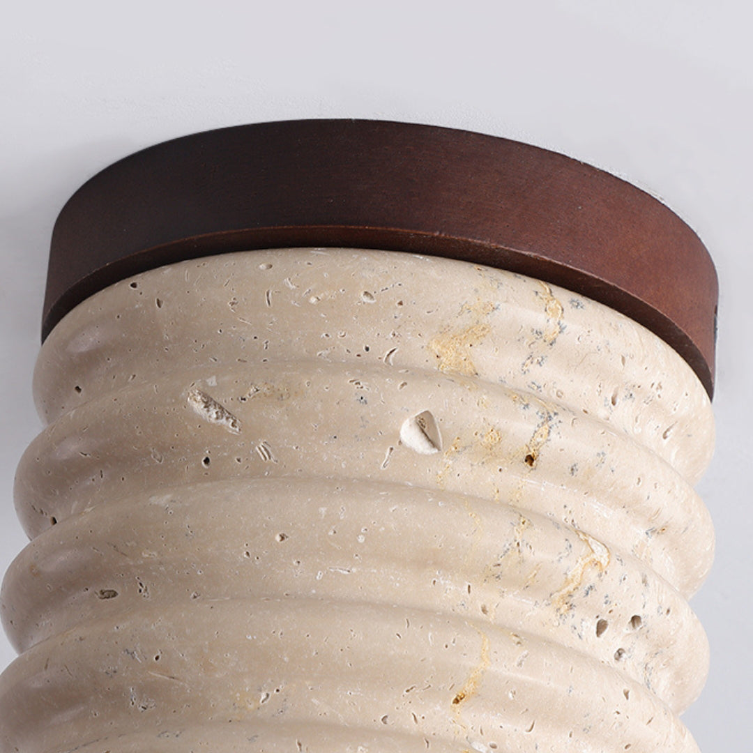 Travertine Semi Flush Cylindrical Ceiling Light - view 19 | Liootrlamp