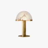 Modern Organic Stone and Brass Table Light