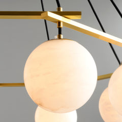 Multi-Head Round Alabaster Brass Chandelier