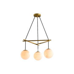 Multi-Head Round Alabaster Brass Chandelier