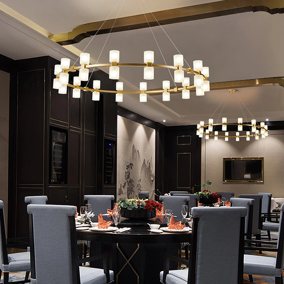 Modern Alabaster Round Chandelier - view 5 | Liootrlamp