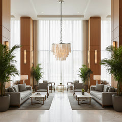Modern Capiz Shell Cascade Chandelier