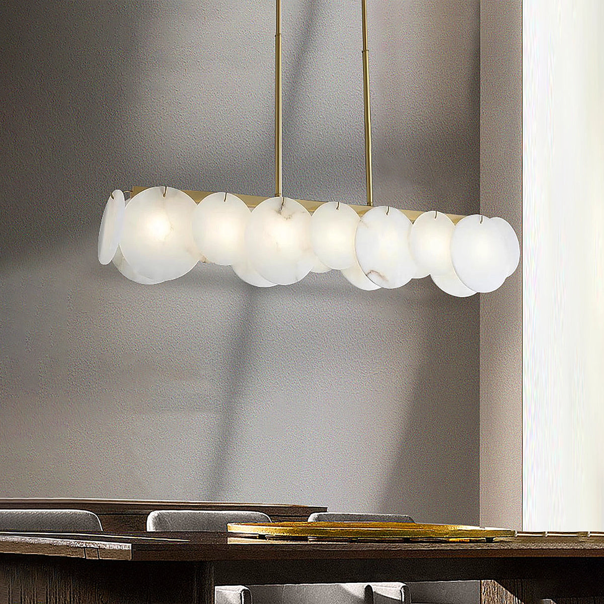Modernity Alabaster Linear Chandelier - view 3 | Liootrlamp