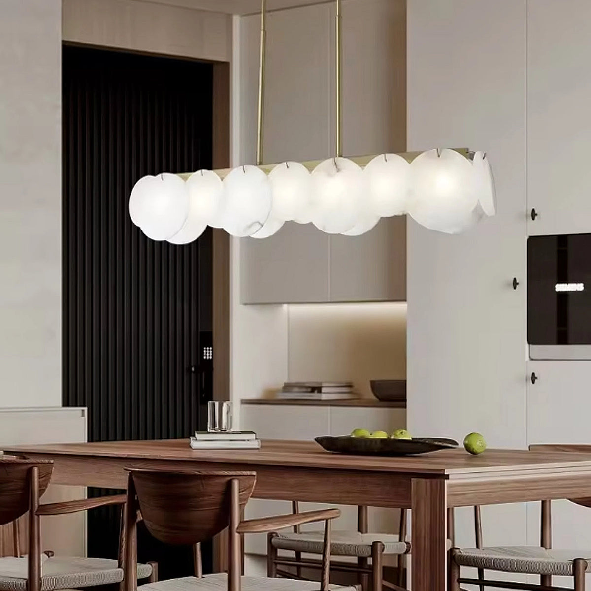 Modernity Alabaster Linear Chandelier - view 4 | Liootrlamp
