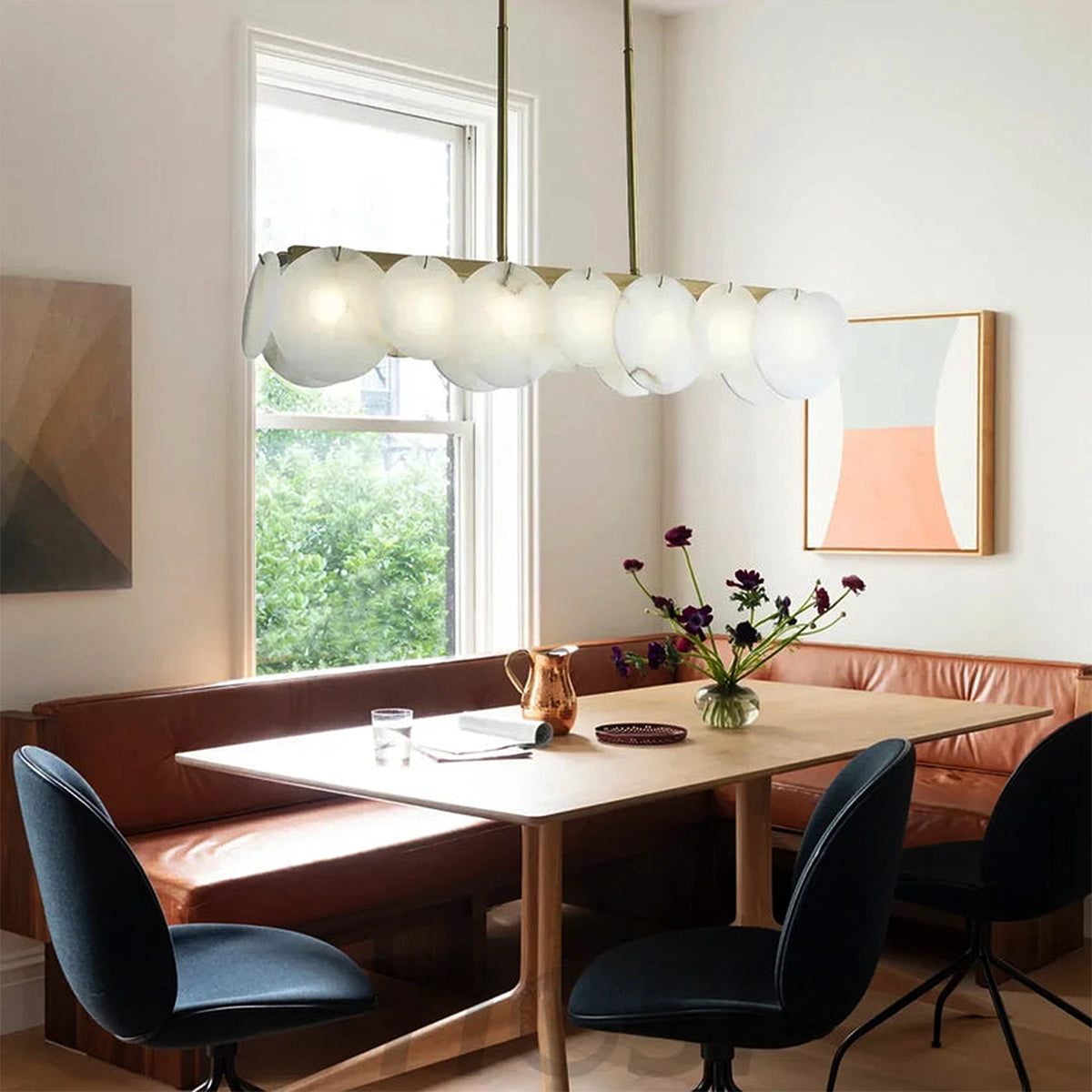 Modernity Alabaster Linear Chandelier - view 7 | Liootrlamp