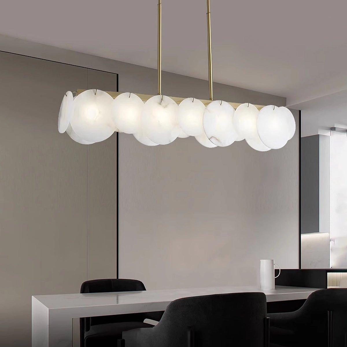 Modernity Alabaster Linear Chandelier - view 5 | Liootrlamp