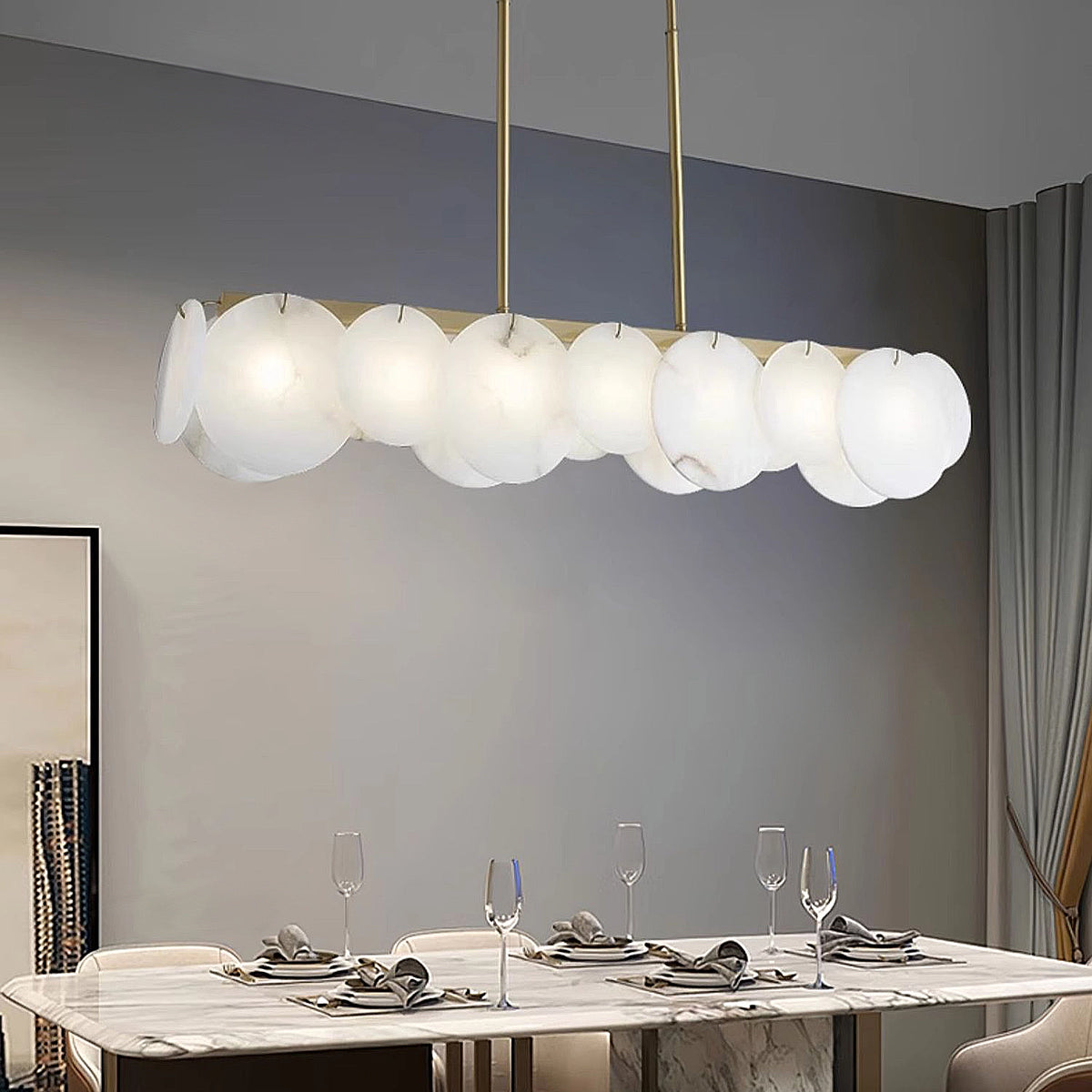 Modernity Alabaster Linear Chandelier - view 6 | Liootrlamp
