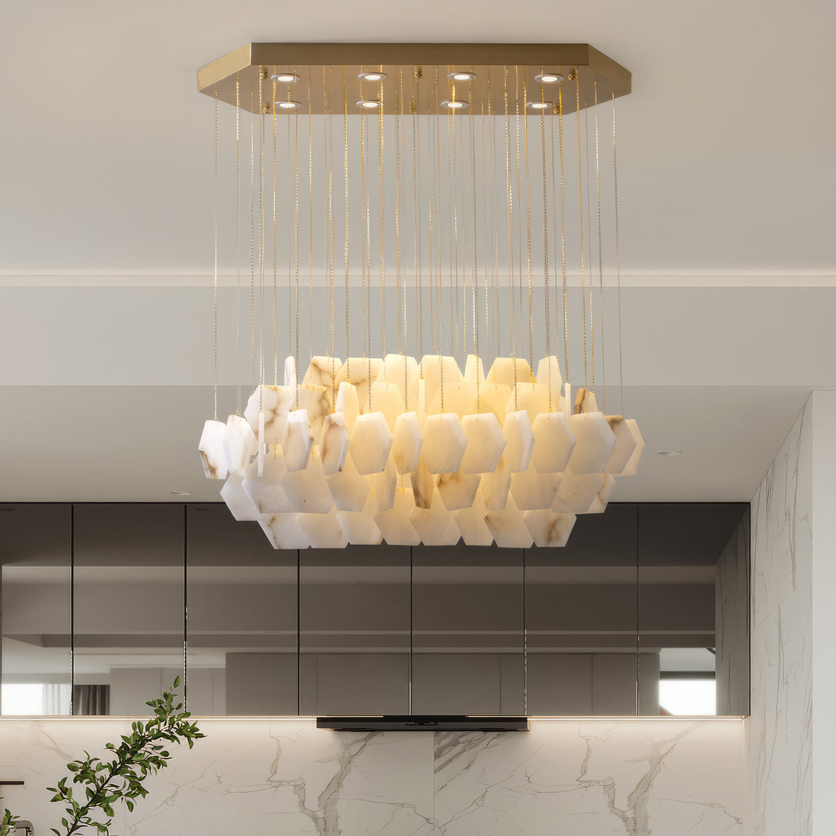 Natural Alabaster Modern Chandelier - view 6 | Liootrlamp