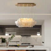 Natural Alabaster Modern Chandelier - view 2 | Liootrlamp