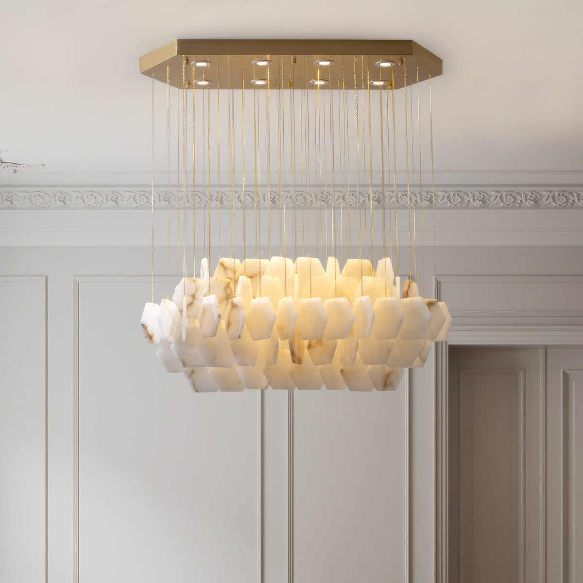 Natural Alabaster Modern Chandelier - view 5 | Liootrlamp