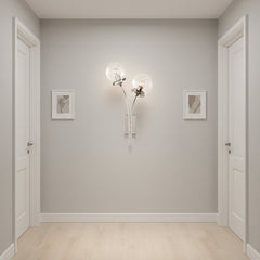 Paired Brass Glass Wall Light