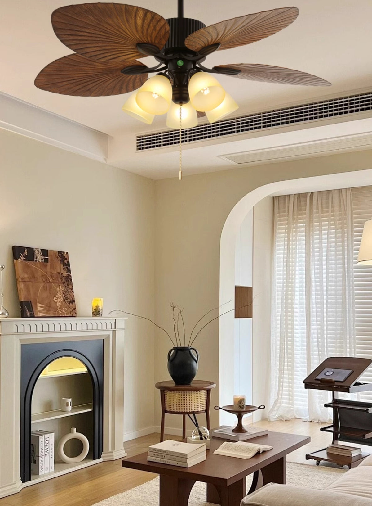Palm Tropical Ceiling Fan Light - view 4 | Liootrlamp