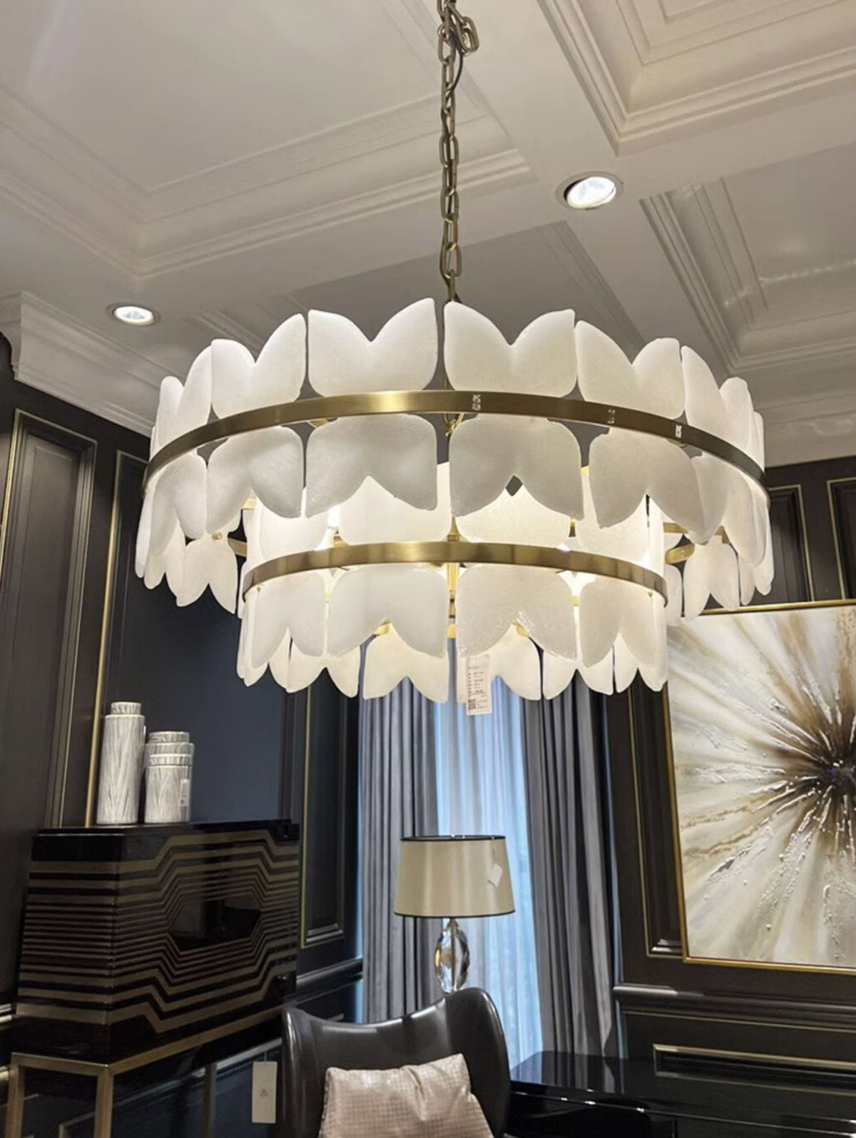 Patanga Alabaster Butterfly Chandelier - view 7 | Liootrlamp