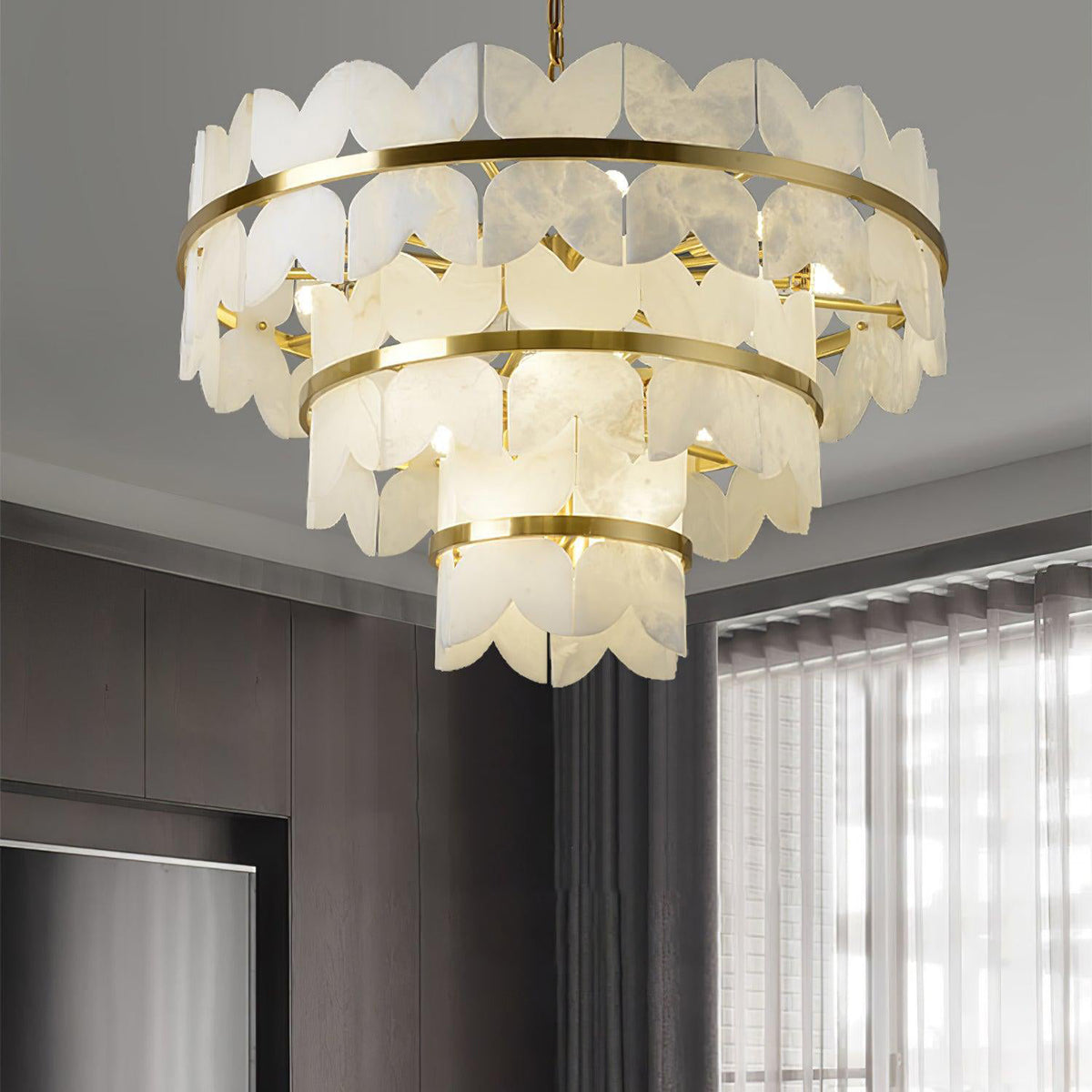 Patanga Alabaster Butterfly Chandelier - view 12 | Liootrlamp