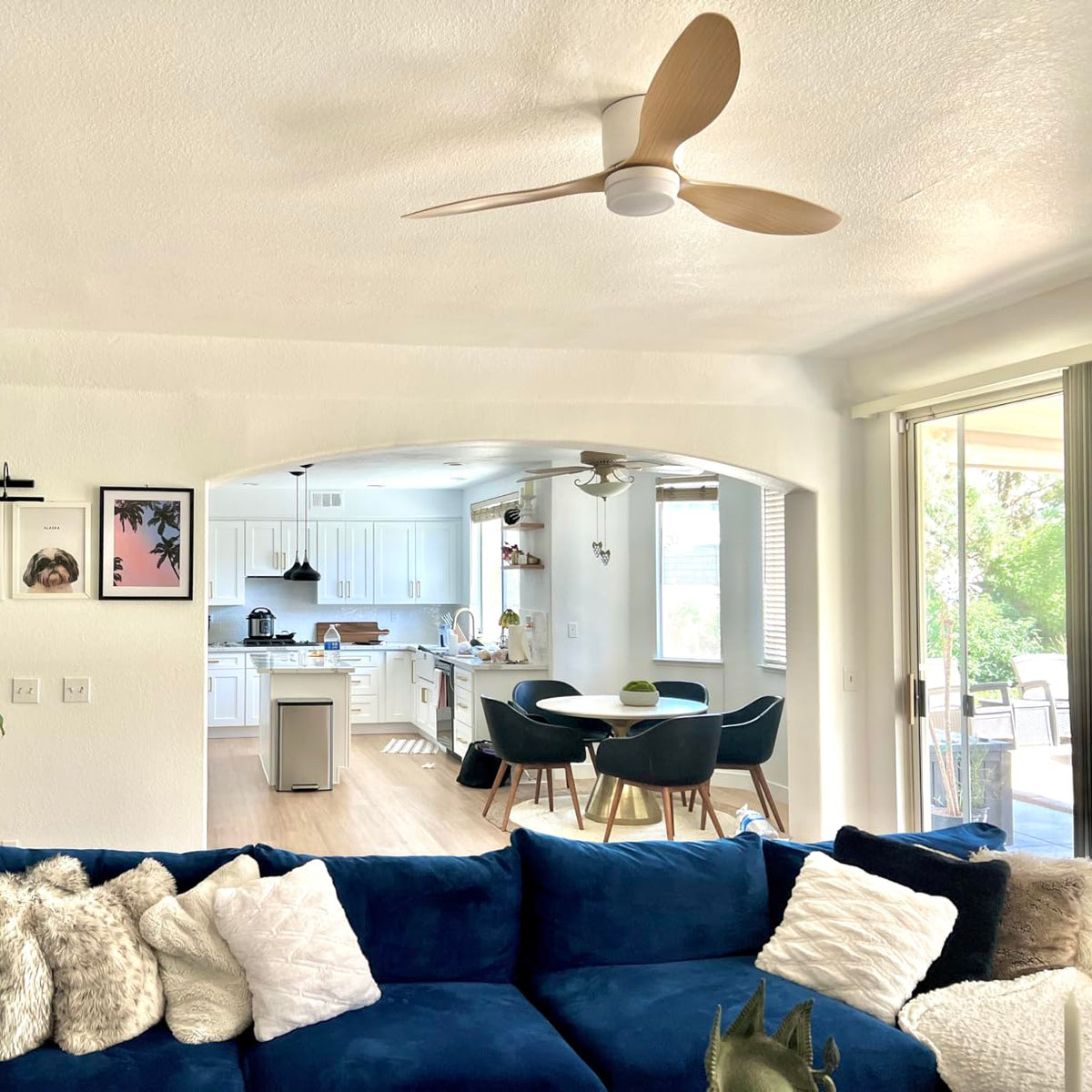 Recessed Fishtail Ceiling Fan Light - view 3 | Liootrlamp